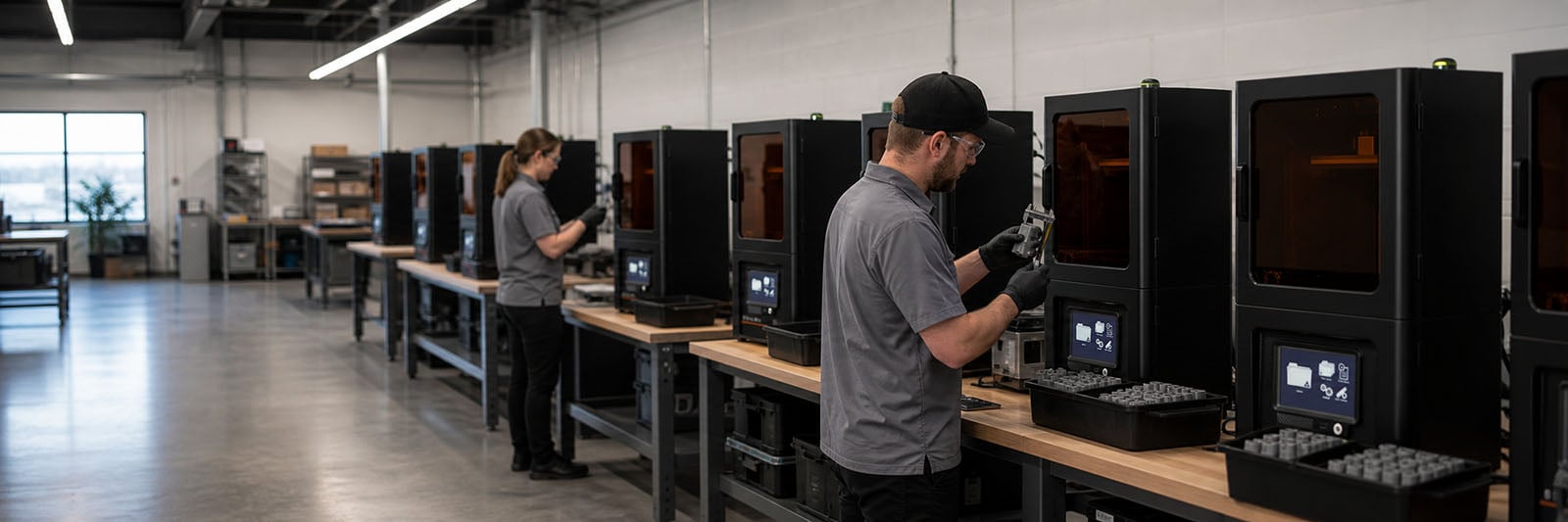 Resin 3D Printers in Industrial Production Facility